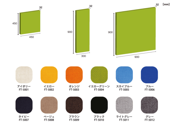 吸音パネルの寸法図